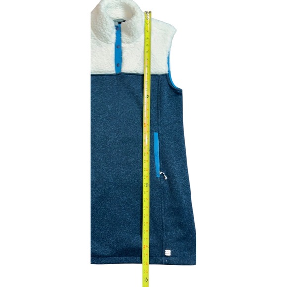 Title Nine Sherpa Fleece Snap Collar Vest Dress Blue Heathered Size Medium - Picture 3 of 11